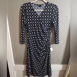 Ralph Lauren Navy and White Long Sleeve Dress